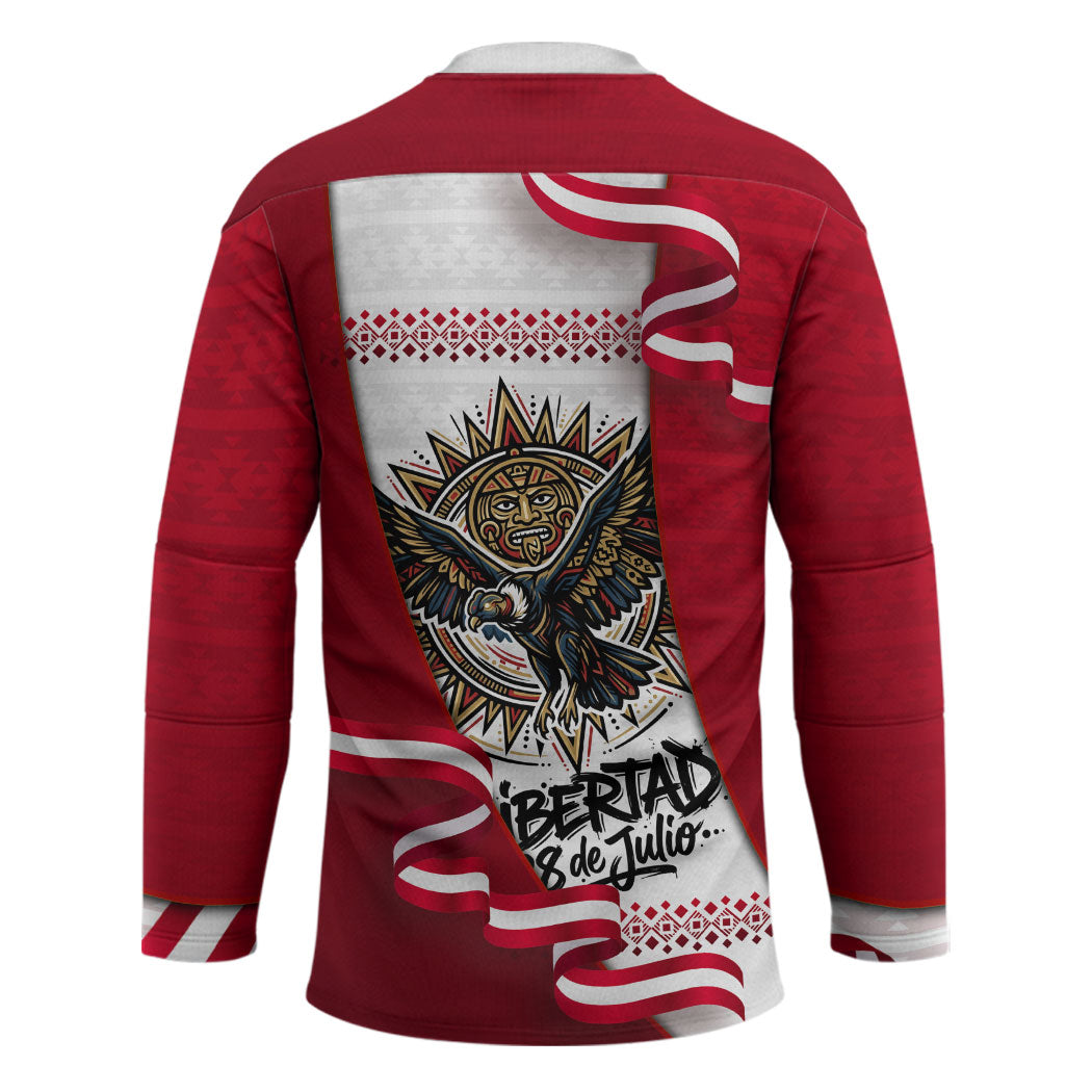 Somos Peru Independence Day Hockey Jersey Inti Sun God Andean Condor Tribal