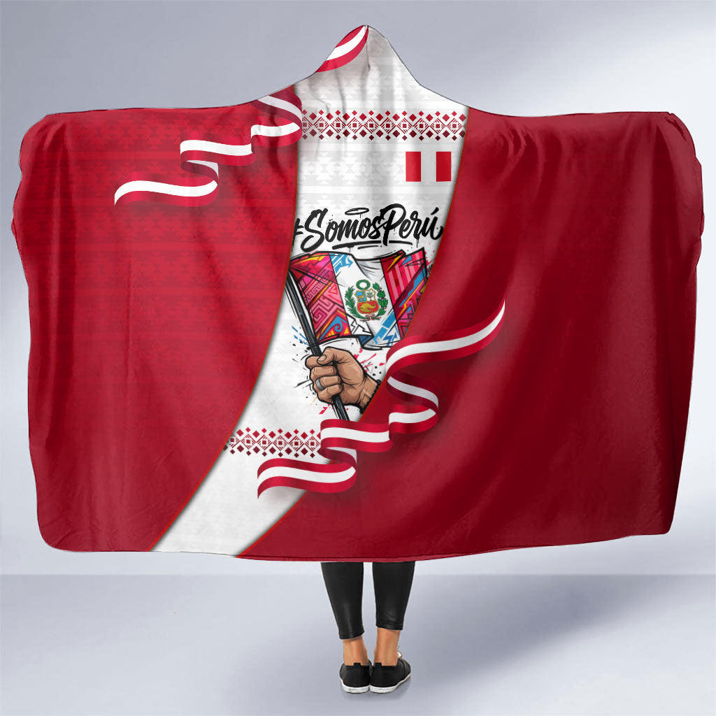 Somos Peru Independence Day Hooded Blanket Inti Sun God Andean Condor Tribal