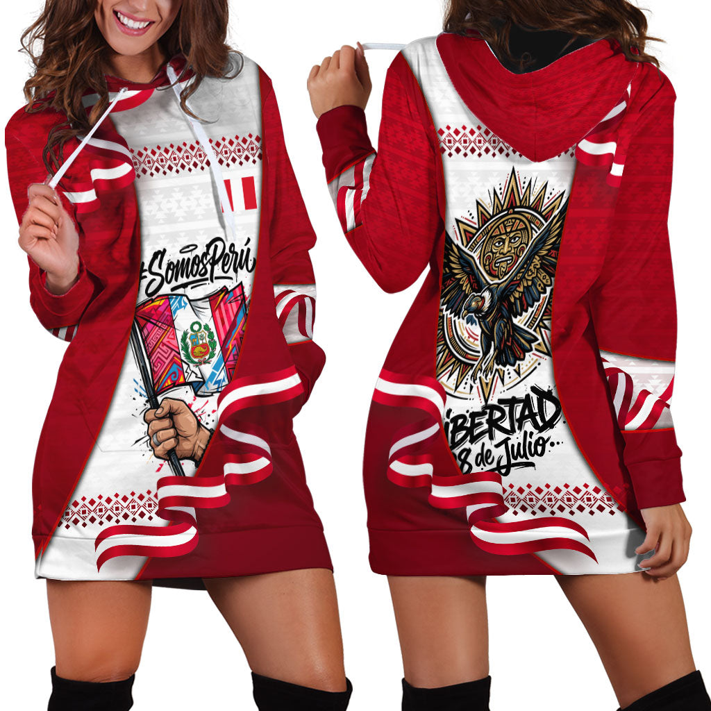 Somos Peru Independence Day Hoodie Dress Inti Sun God Andean Condor Tribal