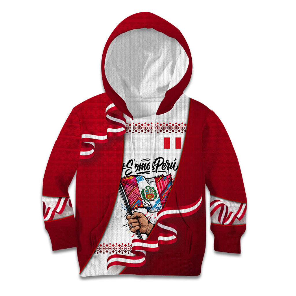 Somos Peru Independence Day Kid Hoodie Inti Sun God Andean Condor Tribal