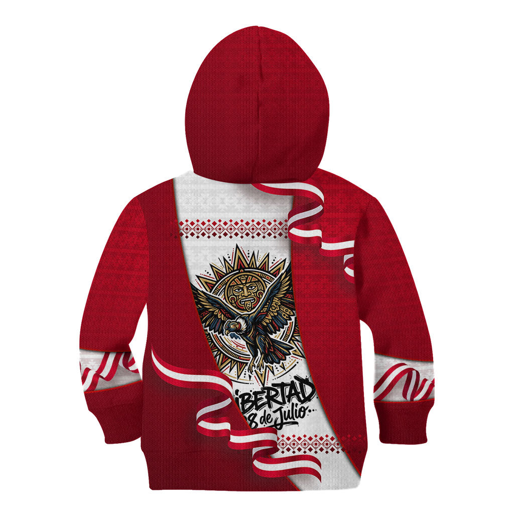 Somos Peru Independence Day Kid Hoodie Inti Sun God Andean Condor Tribal