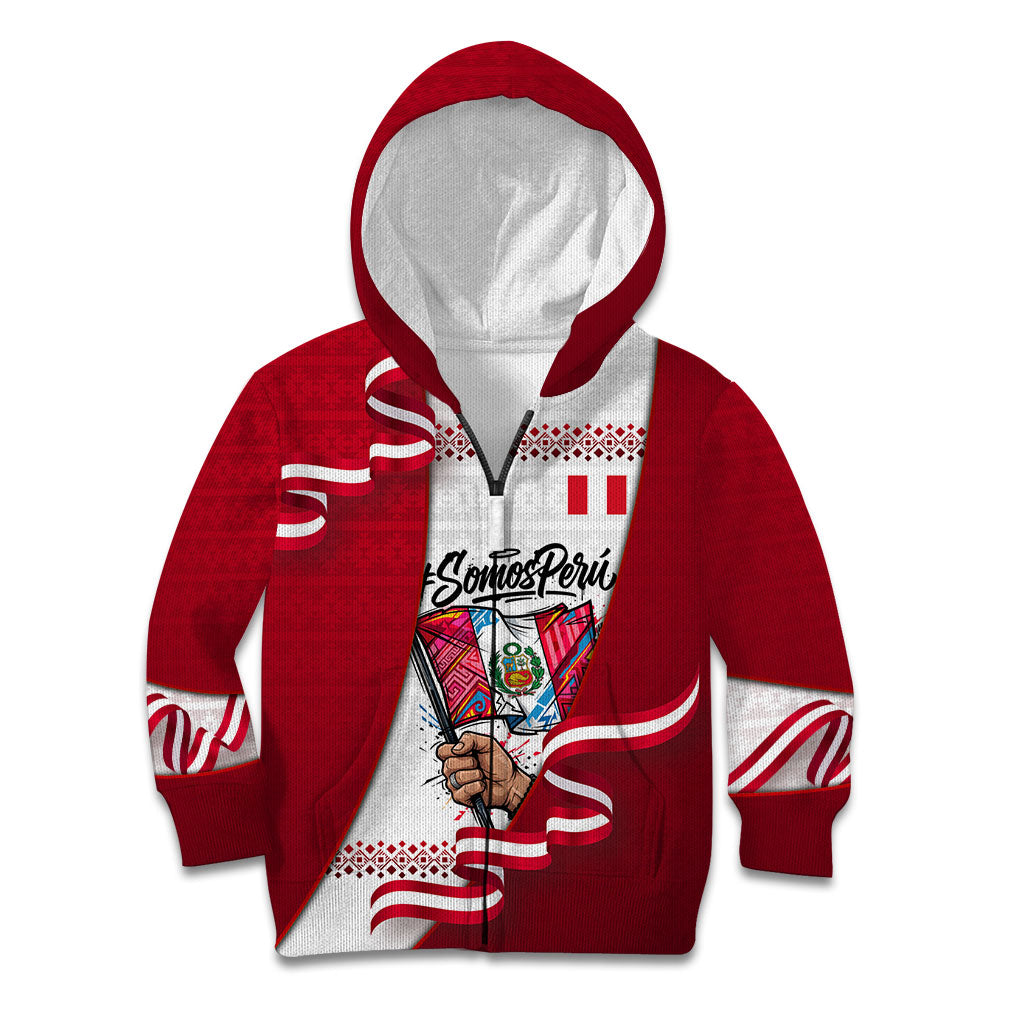 Somos Peru Independence Day Kid Hoodie Inti Sun God Andean Condor Tribal