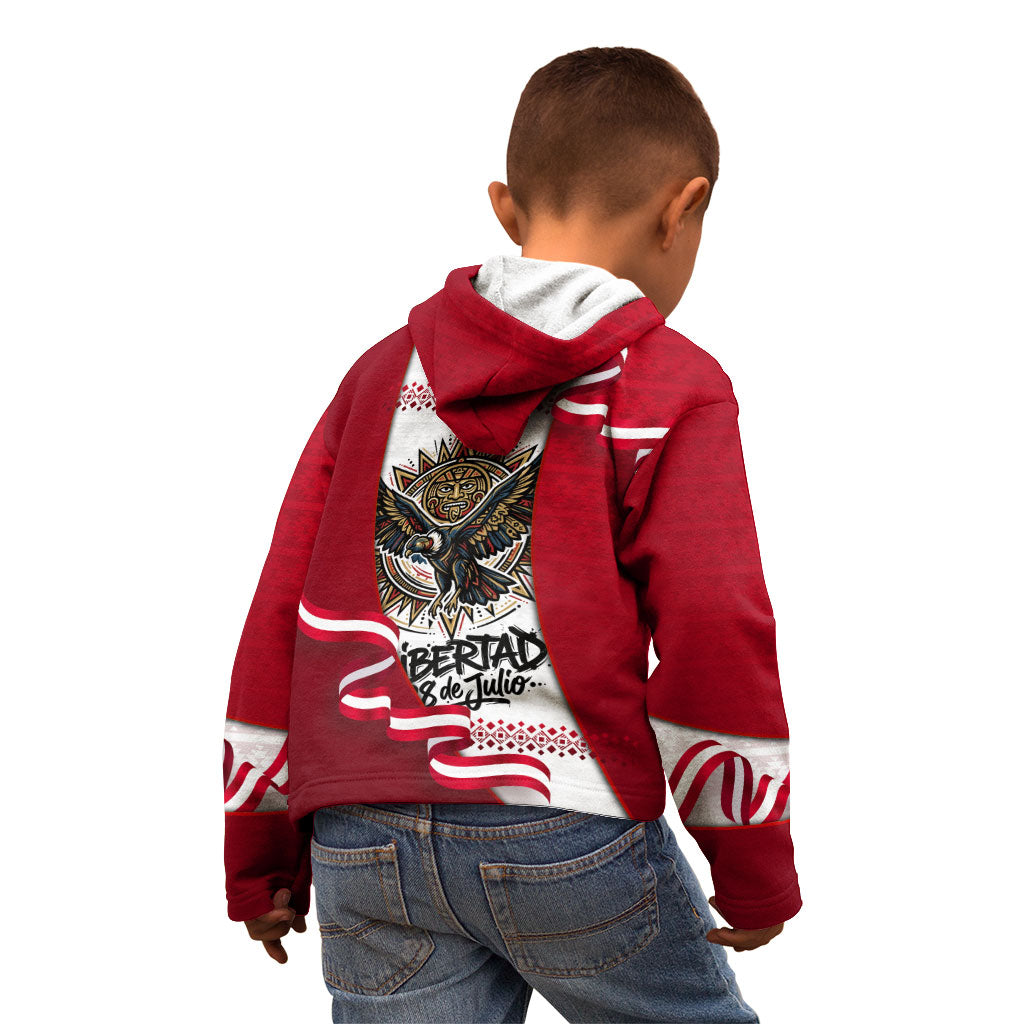 Somos Peru Independence Day Kid Hoodie Inti Sun God Andean Condor Tribal