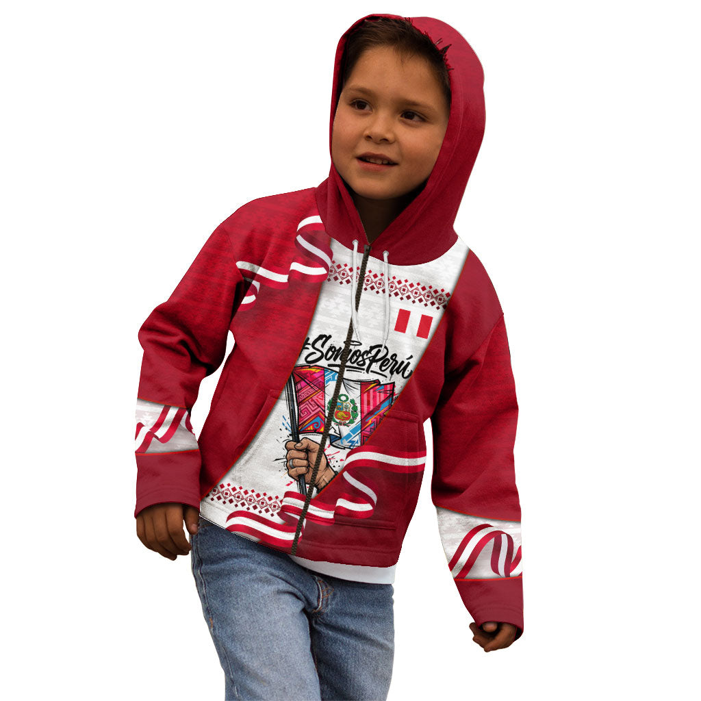 Somos Peru Independence Day Kid Hoodie Inti Sun God Andean Condor Tribal
