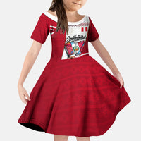 Somos Peru Independence Day Kid Short Sleeve Dress Inti Sun God Andean Condor Tribal