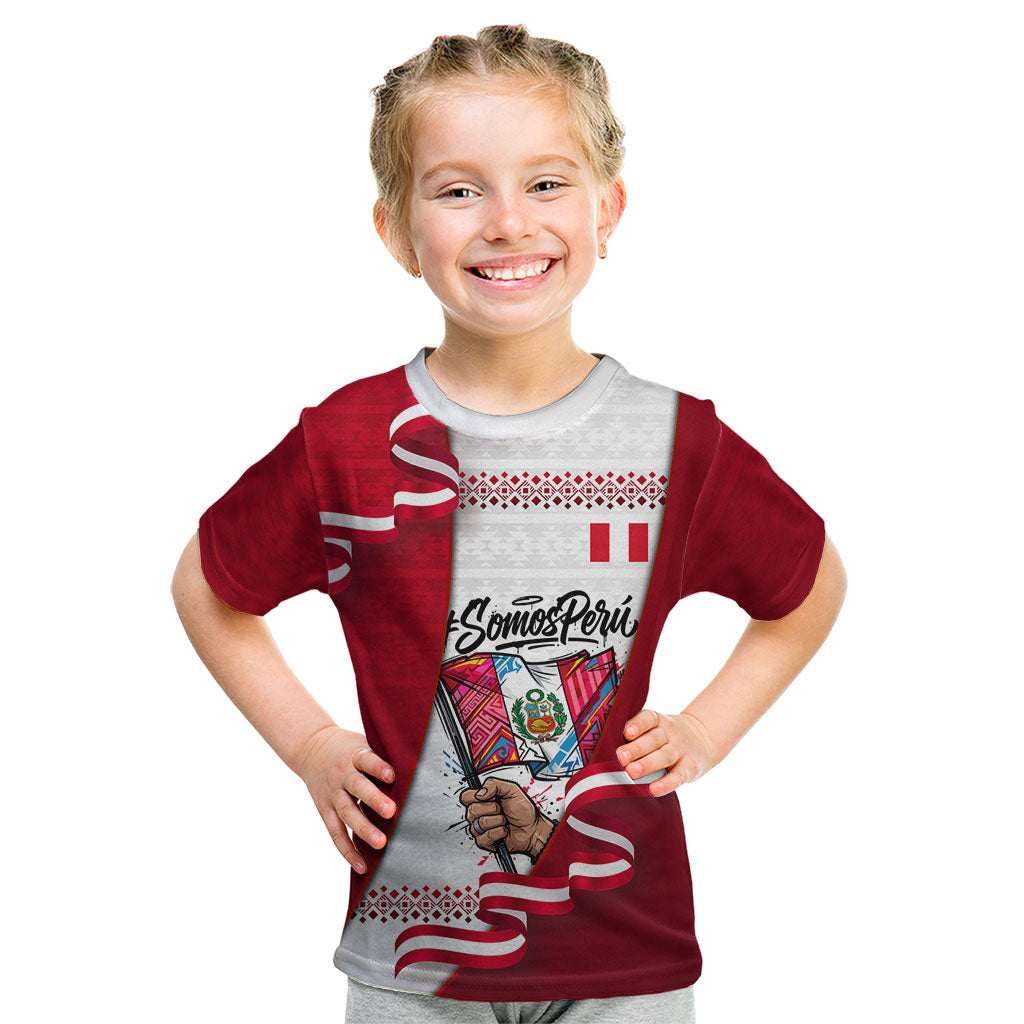 Somos Peru Independence Day Kid T Shirt Inti Sun God Andean Condor Tribal