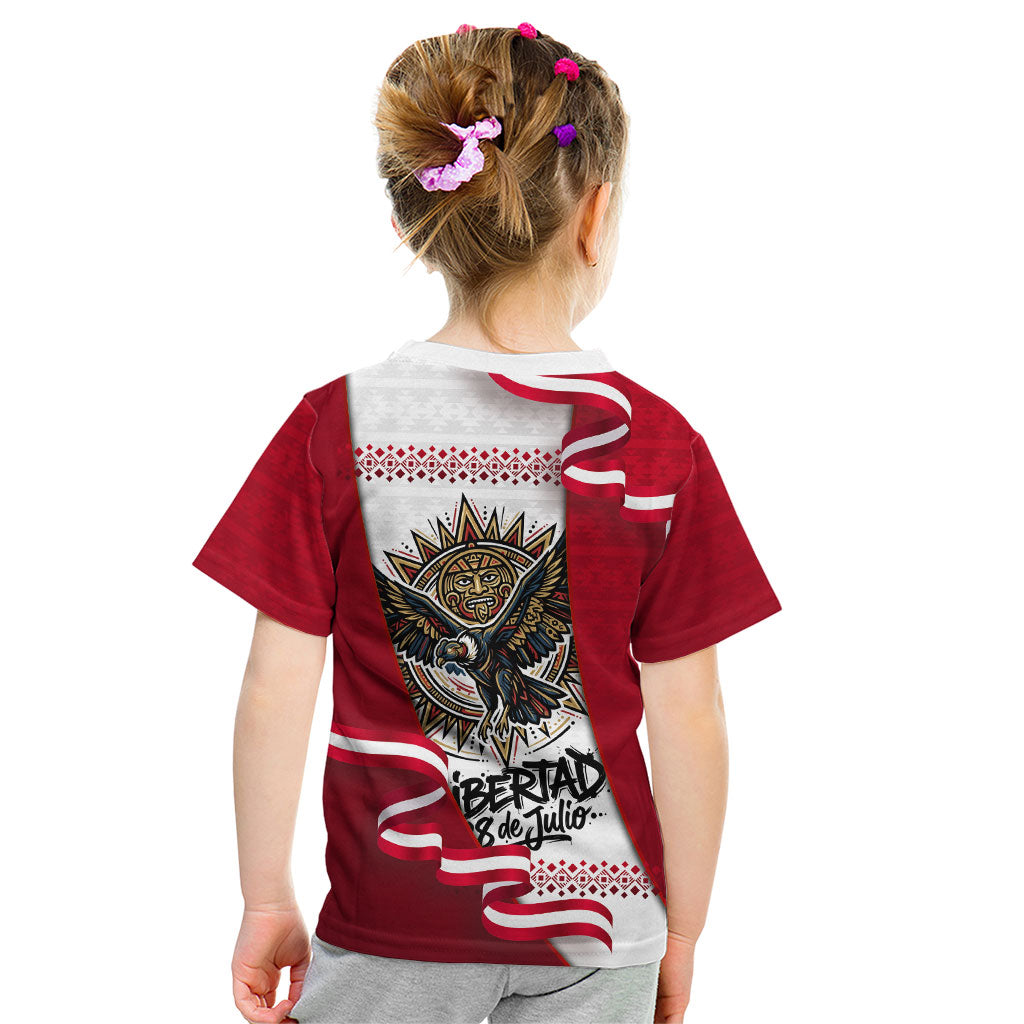 Somos Peru Independence Day Kid T Shirt Inti Sun God Andean Condor Tribal