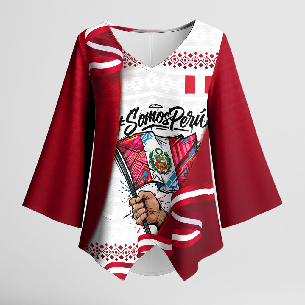Somos Peru Independence Day Kimono Sleeve Blouse Inti Sun God Andean Condor Tribal