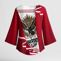 Somos Peru Independence Day Kimono Sleeve Blouse Inti Sun God Andean Condor Tribal