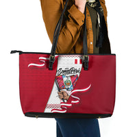 Somos Peru Independence Day Leather Tote Bag Inti Sun God Andean Condor Tribal