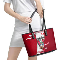 Somos Peru Independence Day Leather Tote Bag Inti Sun God Andean Condor Tribal