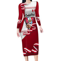 Somos Peru Independence Day Long Sleeve Bodycon Dress Inti Sun God Andean Condor Tribal