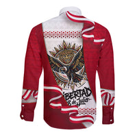 Somos Peru Independence Day Long Sleeve Button Shirt Inti Sun God Andean Condor Tribal