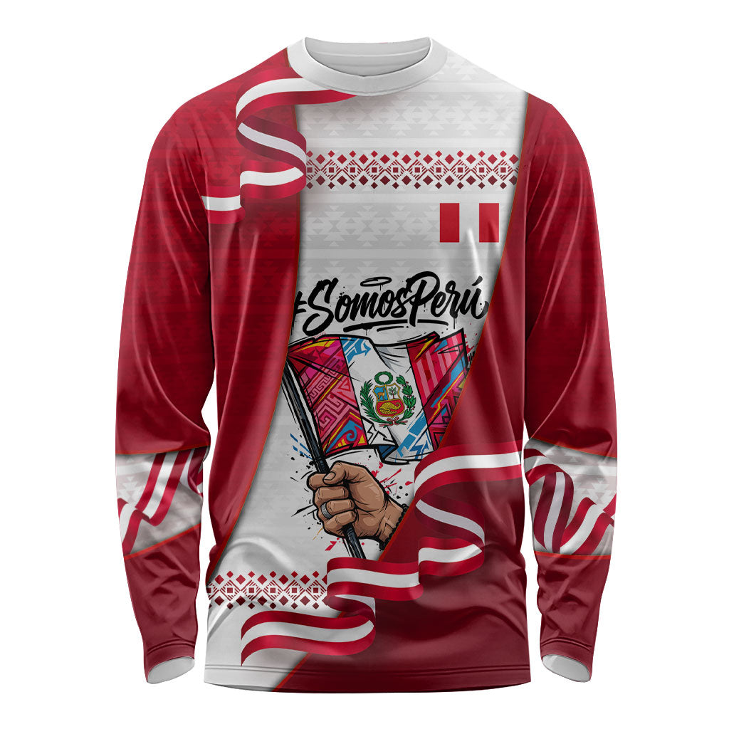 Somos Peru Independence Day Long Sleeve Shirt Inti Sun God Andean Condor Tribal