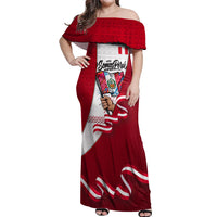 Somos Peru Independence Day Off Shoulder Maxi Dress Inti Sun God Andean Condor Tribal