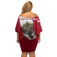 Somos Peru Independence Day Off Shoulder Short Dress Inti Sun God Andean Condor Tribal