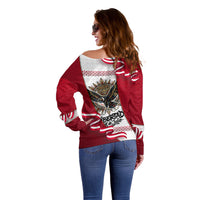 Somos Peru Independence Day Off Shoulder Sweater Inti Sun God Andean Condor Tribal