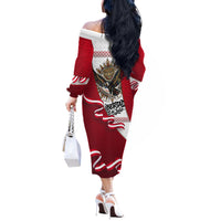 Somos Peru Independence Day Off The Shoulder Long Sleeve Dress Inti Sun God Andean Condor Tribal
