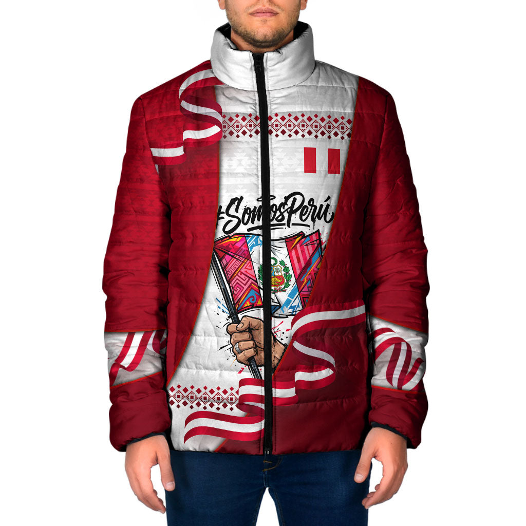Somos Peru Independence Day Padded Jacket Inti Sun God Andean Condor Tribal