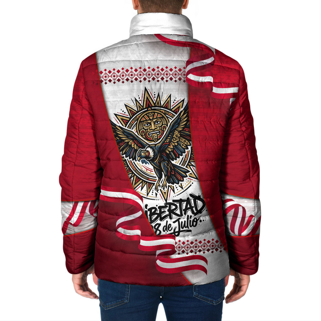 Somos Peru Independence Day Padded Jacket Inti Sun God Andean Condor Tribal