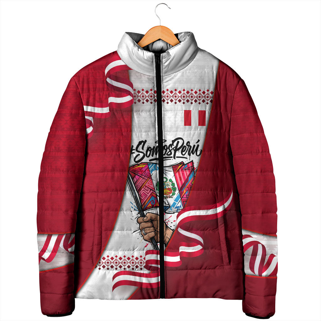 Somos Peru Independence Day Padded Jacket Inti Sun God Andean Condor Tribal