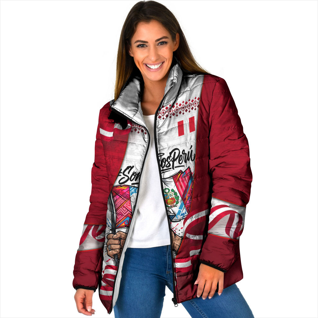 Somos Peru Independence Day Padded Jacket Inti Sun God Andean Condor Tribal