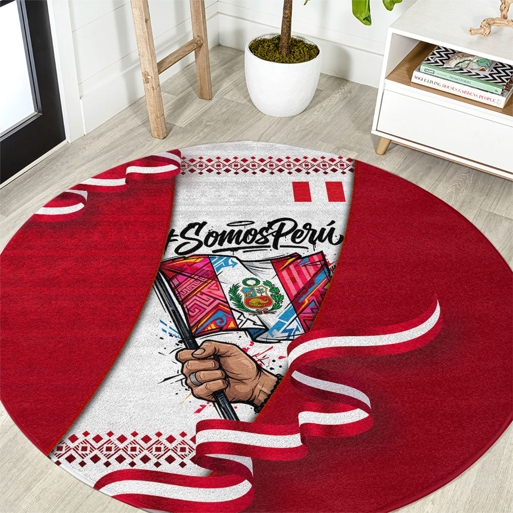 Somos Peru Independence Day Round Carpet Inti Sun God Andean Condor Tribal