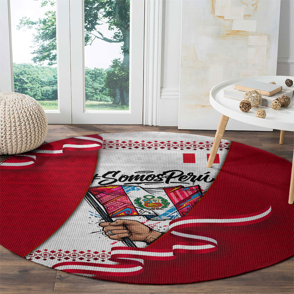 Somos Peru Independence Day Round Carpet Inti Sun God Andean Condor Tribal