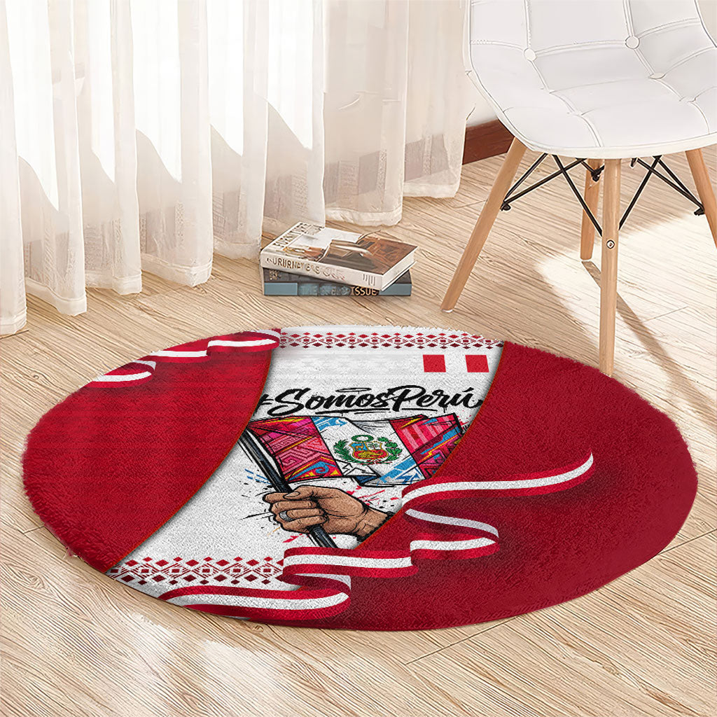 Somos Peru Independence Day Round Carpet Inti Sun God Andean Condor Tribal