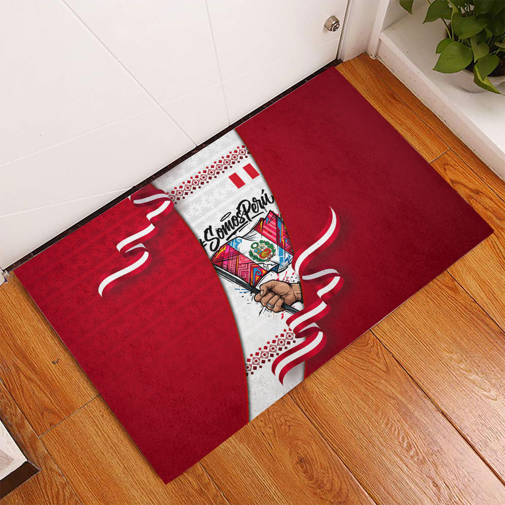 Somos Peru Independence Day Rubber Doormat Inti Sun God Andean Condor Tribal