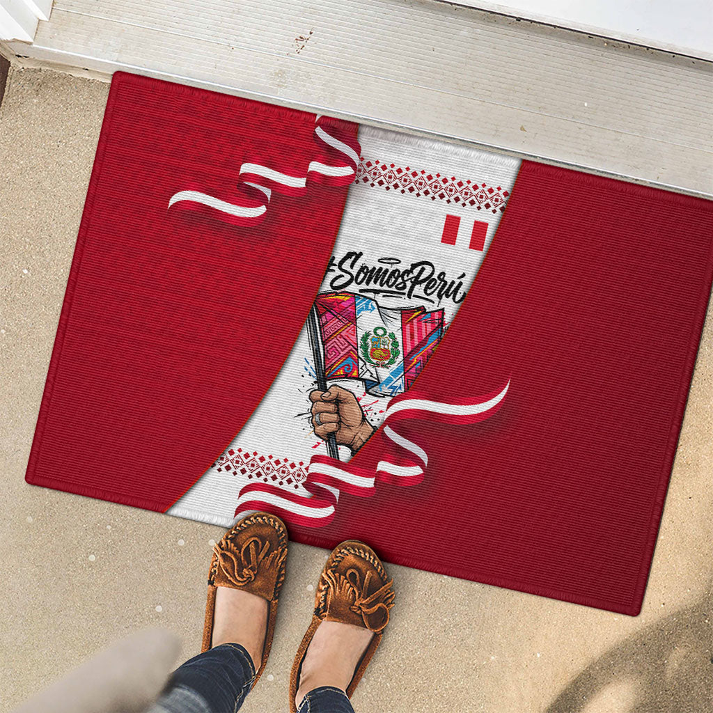 Somos Peru Independence Day Rubber Doormat Inti Sun God Andean Condor Tribal