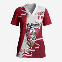 Somos Peru Independence Day Scrub Top Inti Sun God Andean Condor Tribal