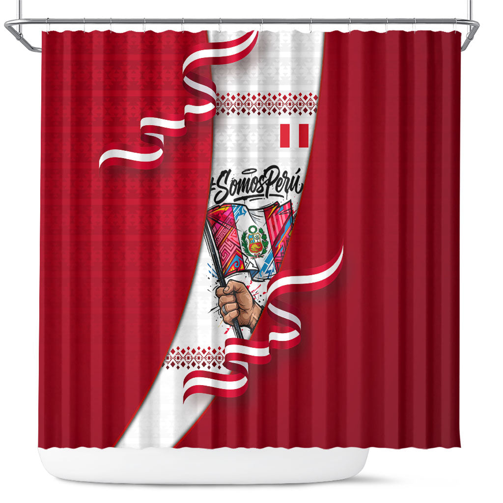 Somos Peru Independence Day Shower Curtain Inti Sun God Andean Condor Tribal
