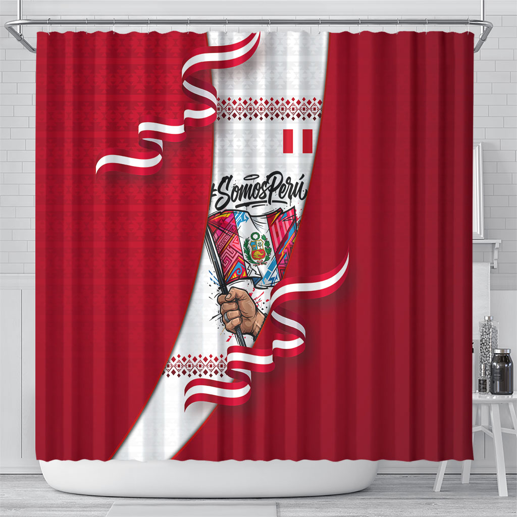 Somos Peru Independence Day Shower Curtain Inti Sun God Andean Condor Tribal