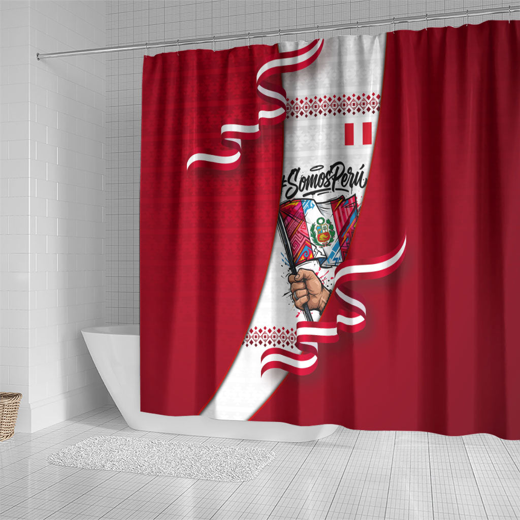 Somos Peru Independence Day Shower Curtain Inti Sun God Andean Condor Tribal