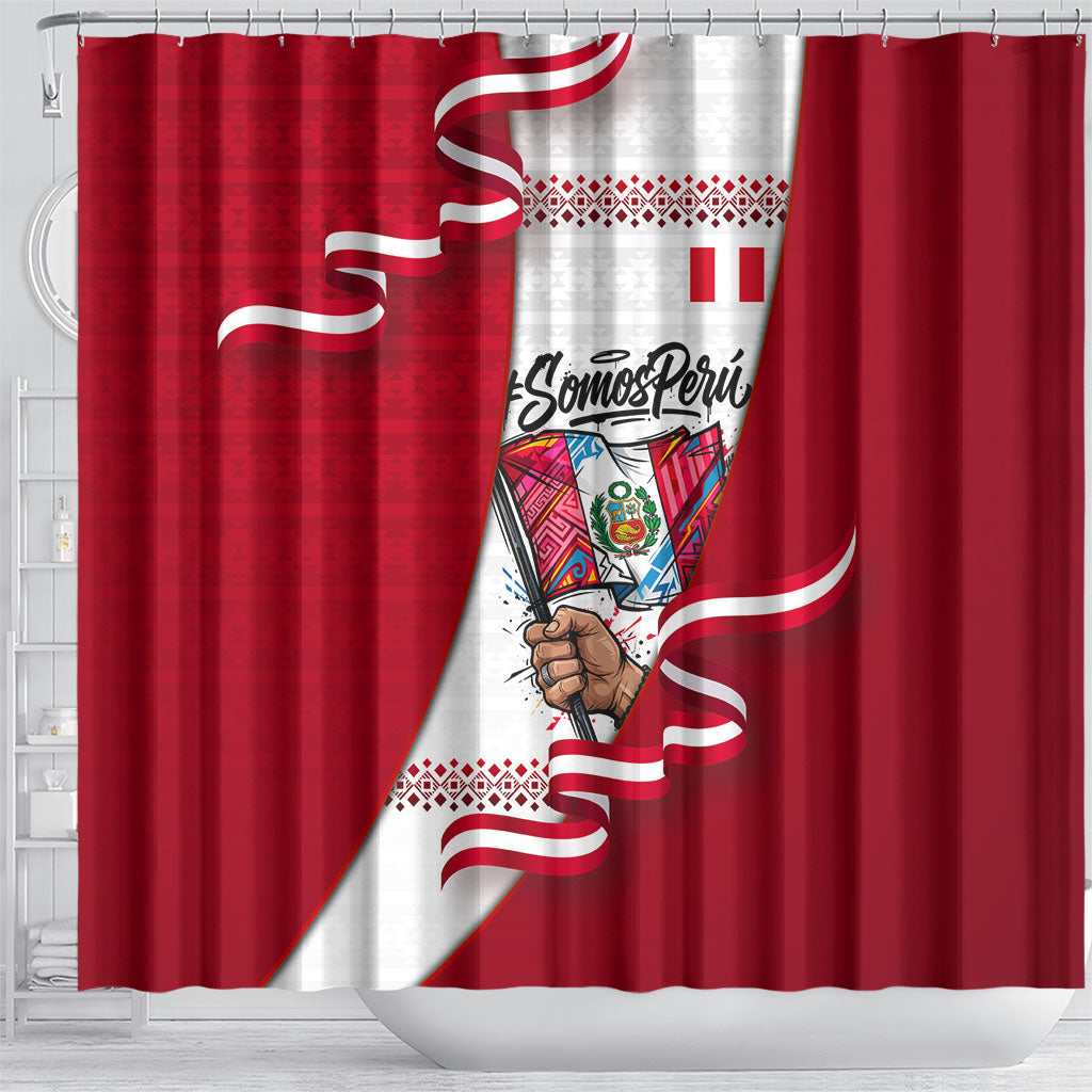 Somos Peru Independence Day Shower Curtain Inti Sun God Andean Condor Tribal