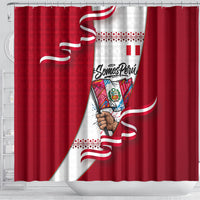 Somos Peru Independence Day Shower Curtain Inti Sun God Andean Condor Tribal