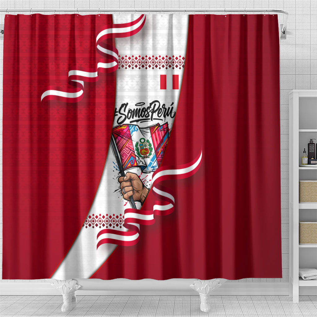 Somos Peru Independence Day Shower Curtain Inti Sun God Andean Condor Tribal