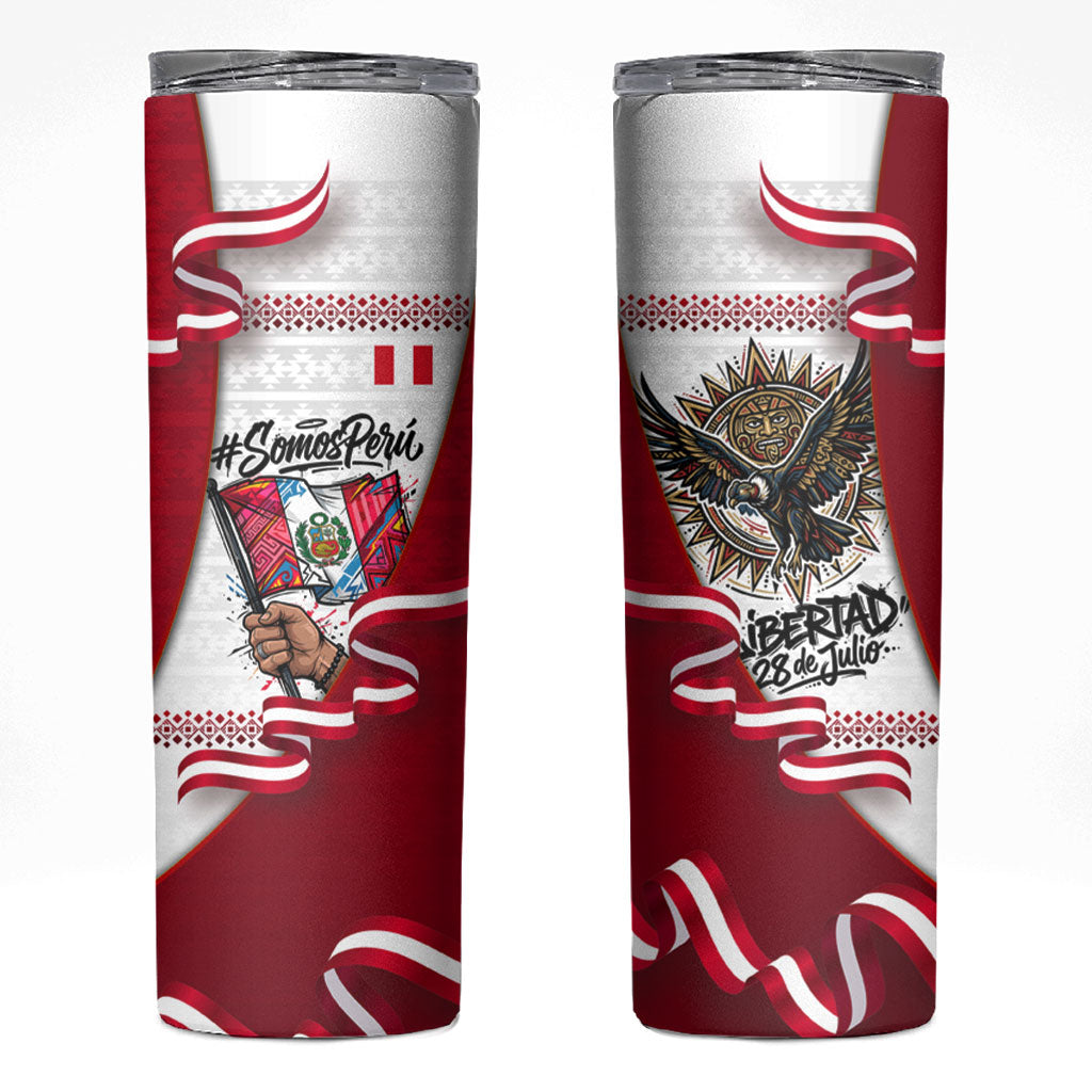Somos Peru Independence Day Skinny Tumbler Inti Sun God Andean Condor Tribal