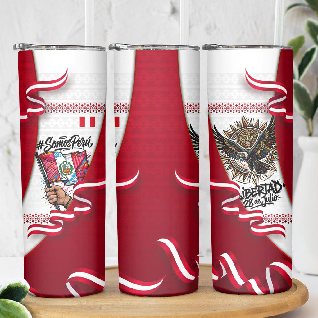 Somos Peru Independence Day Skinny Tumbler Inti Sun God Andean Condor Tribal