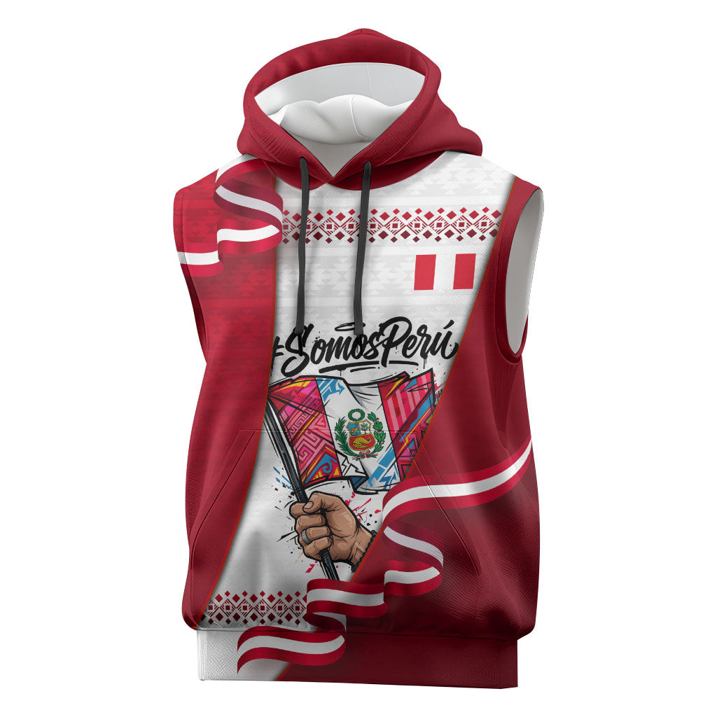 Somos Peru Independence Day Sleeveless Hoodie Inti Sun God Andean Condor Tribal