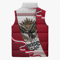 Somos Peru Independence Day Sleeveless Puffer Jacket Inti Sun God Andean Condor Tribal