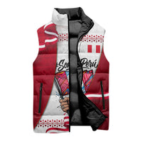 Somos Peru Independence Day Sleeveless Puffer Jacket Inti Sun God Andean Condor Tribal