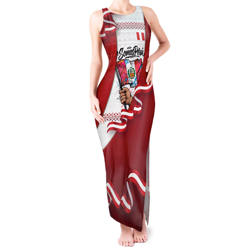 Somos Peru Independence Day Tank Maxi Dress Inti Sun God Andean Condor Tribal