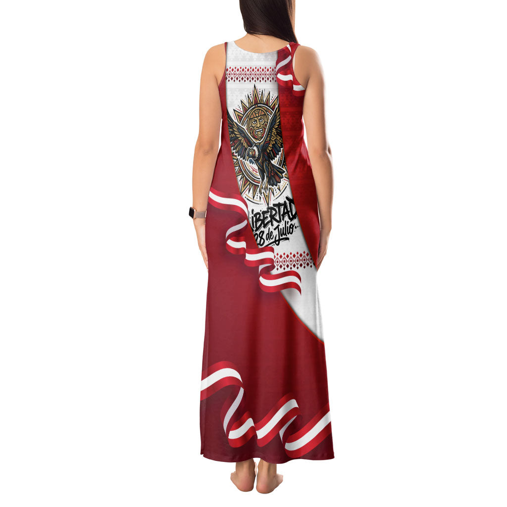 Somos Peru Independence Day Tank Maxi Dress Inti Sun God Andean Condor Tribal