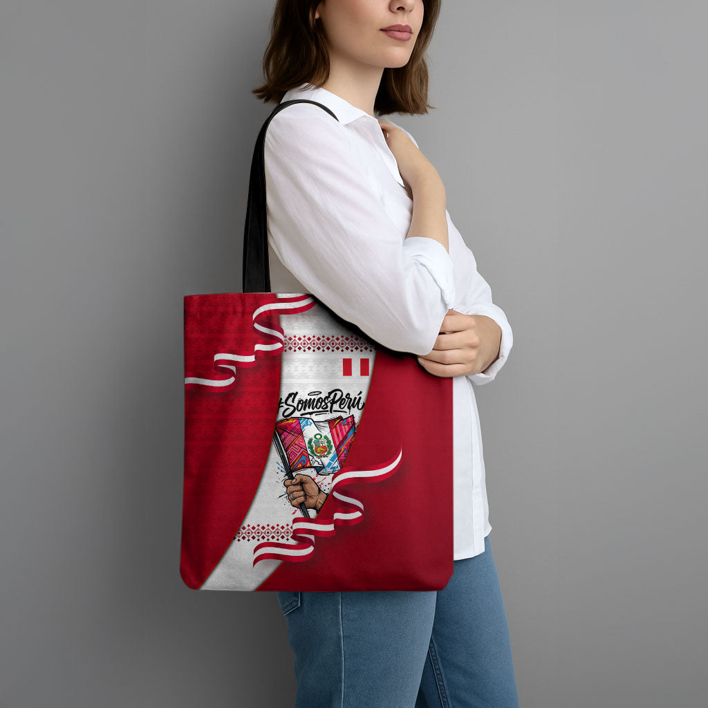 Somos Peru Independence Day Tote Bag Inti Sun God Andean Condor Tribal
