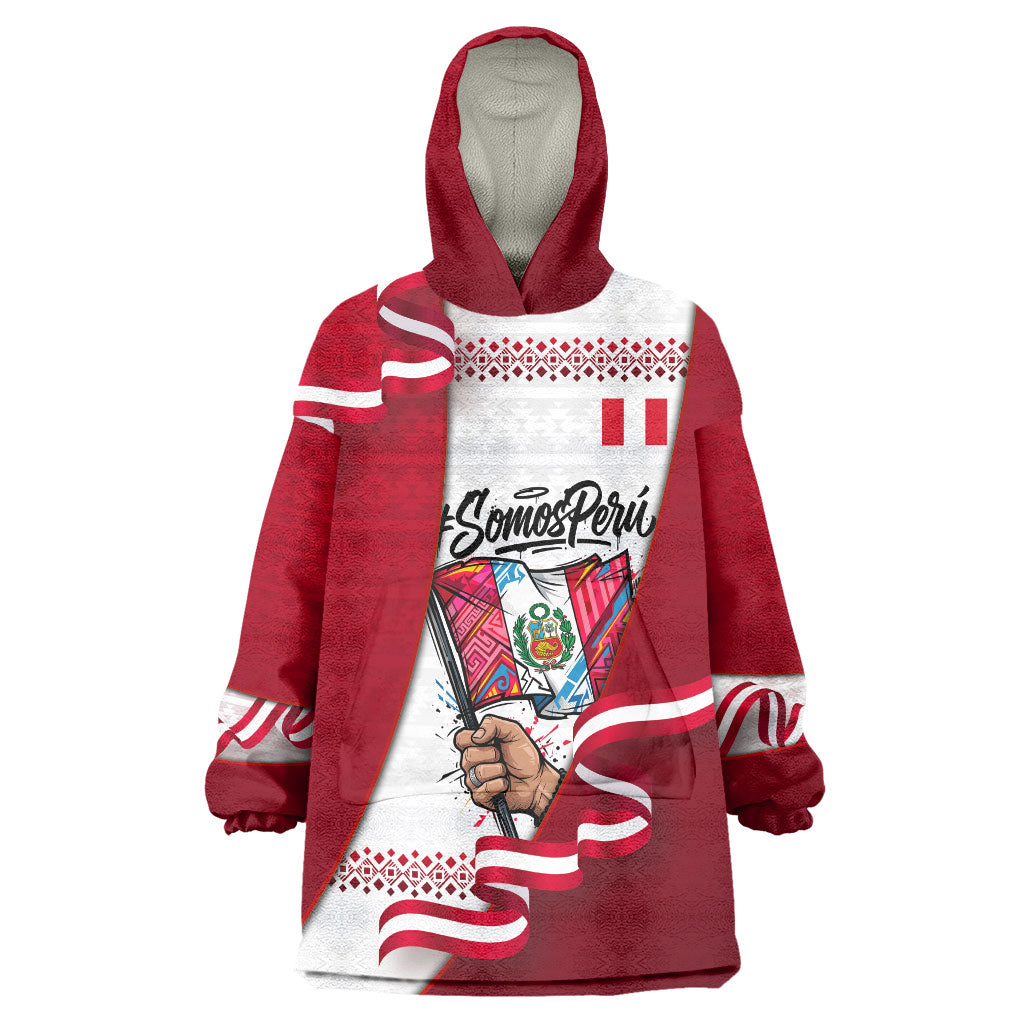 Somos Peru Independence Day Wearable Blanket Hoodie Inti Sun God Andean Condor Tribal