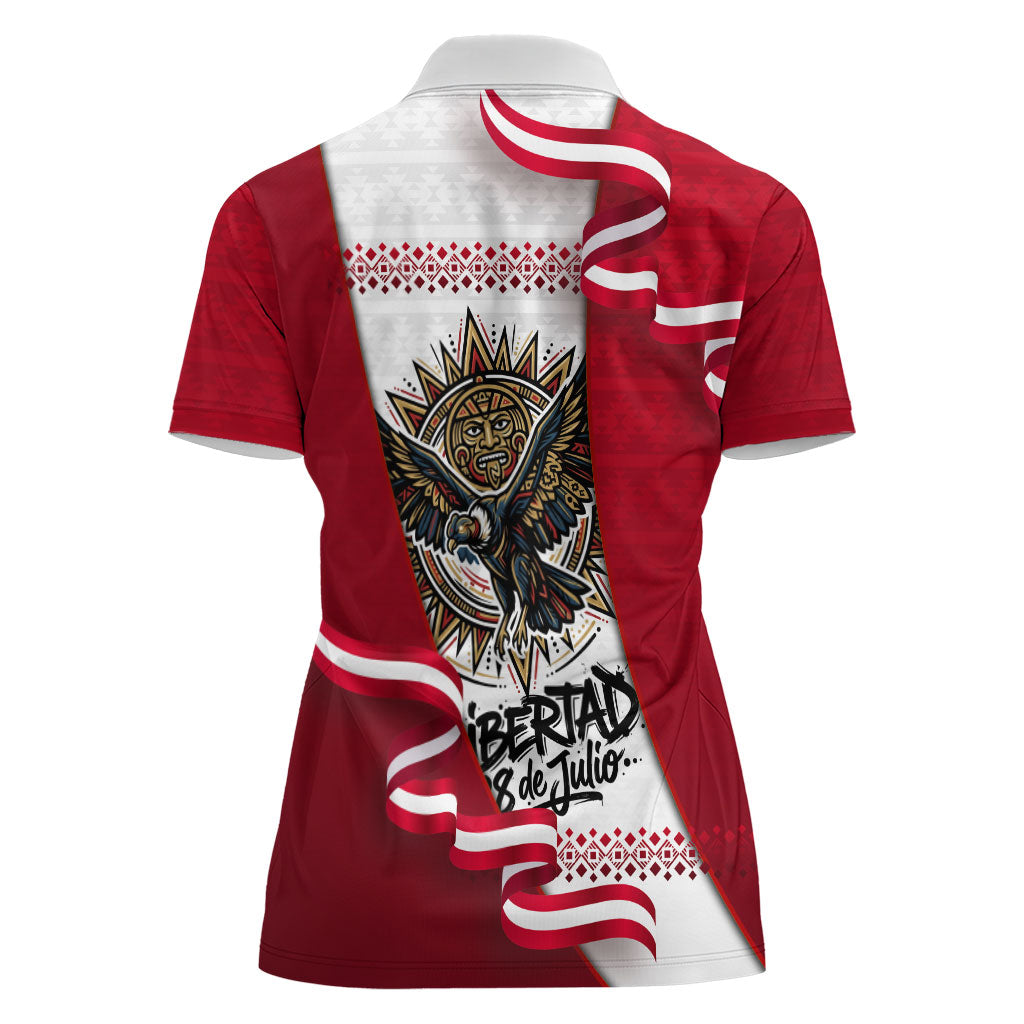 Somos Peru Independence Day Women Polo Shirt Inti Sun God Andean Condor Tribal
