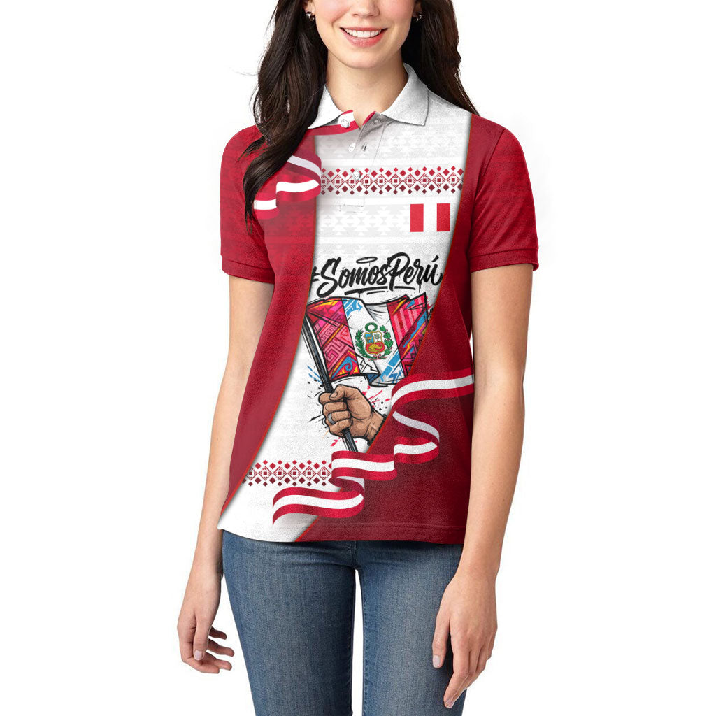 Somos Peru Independence Day Women Polo Shirt Inti Sun God Andean Condor Tribal