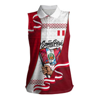 Somos Peru Independence Day Women Sleeveless Polo Shirt Inti Sun God Andean Condor Tribal